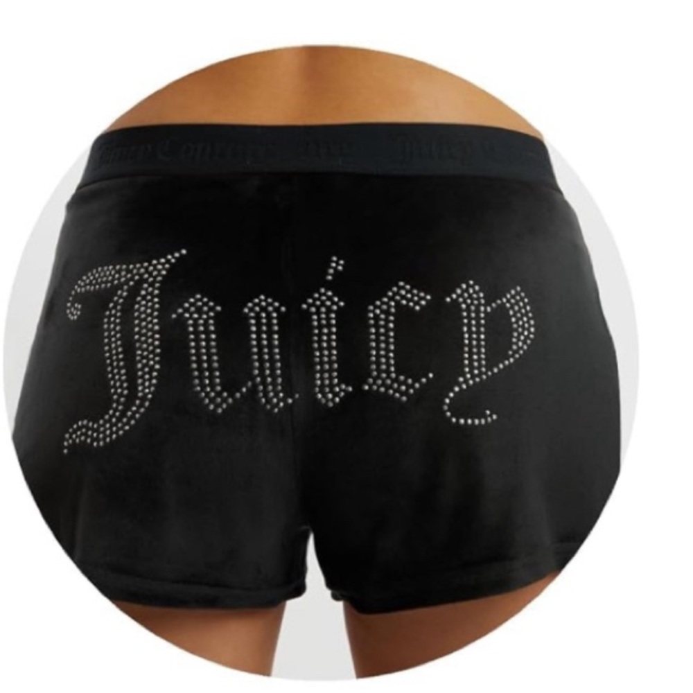 Authentic Juicy Couture Velour black shorts with rhinestone